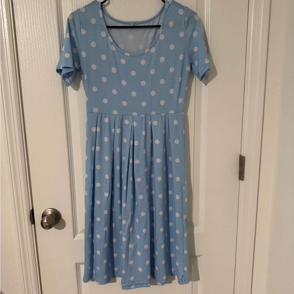 Blue Polka Dot Women’s Maternity Dress